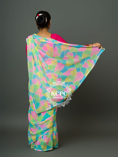 KcPc Pure Georgette Multi Colour Saree With Siroski Border Saree