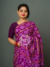 KcPc Latest Lounch Pure Gaji Silk Bandhani Ghatchola SareePurple
