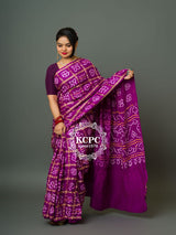 KcPc Latest Lounch Pure Gaji Silk Bandhani Ghatchola SareePurple