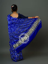 KcPc Latest Pure Gaji Silk Bandhani Ghatchola SareeRoyal Blue