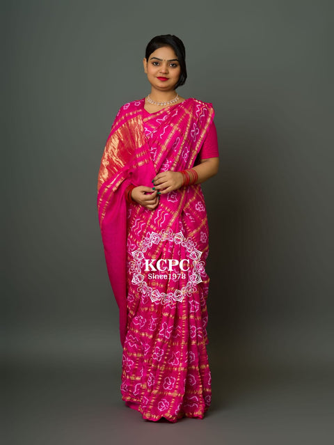 KcPc New Gaji Silk Bandhani Ghatchola Saree  Rani