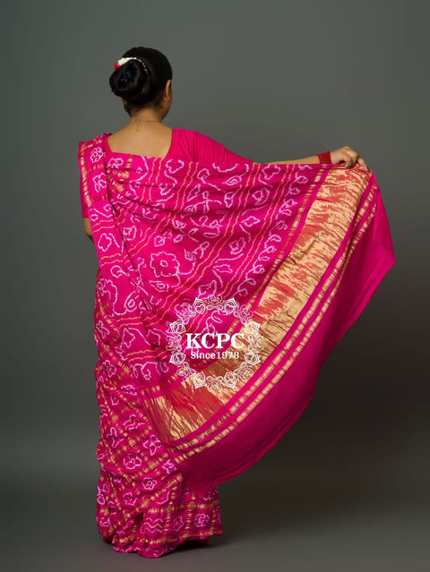KcPc New Gaji Silk Bandhani Ghatchola Saree  Rani