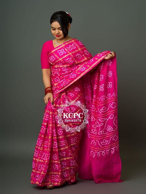 KcPc New Gaji Silk Bandhani Ghatchola Saree  Rani