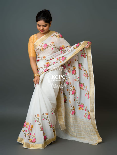 KcPc New Upada Chinon Kashida work saree RG