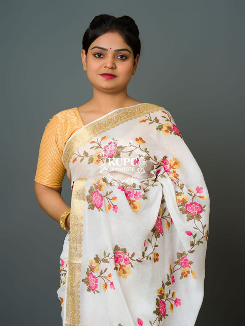 KcPc New Upada Chinon Kashida work saree RG