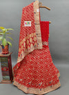 A red and multicolor traditional lehenga