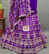  Gaji silk Gotapatti Handwork Designer Lehenga in purple colour