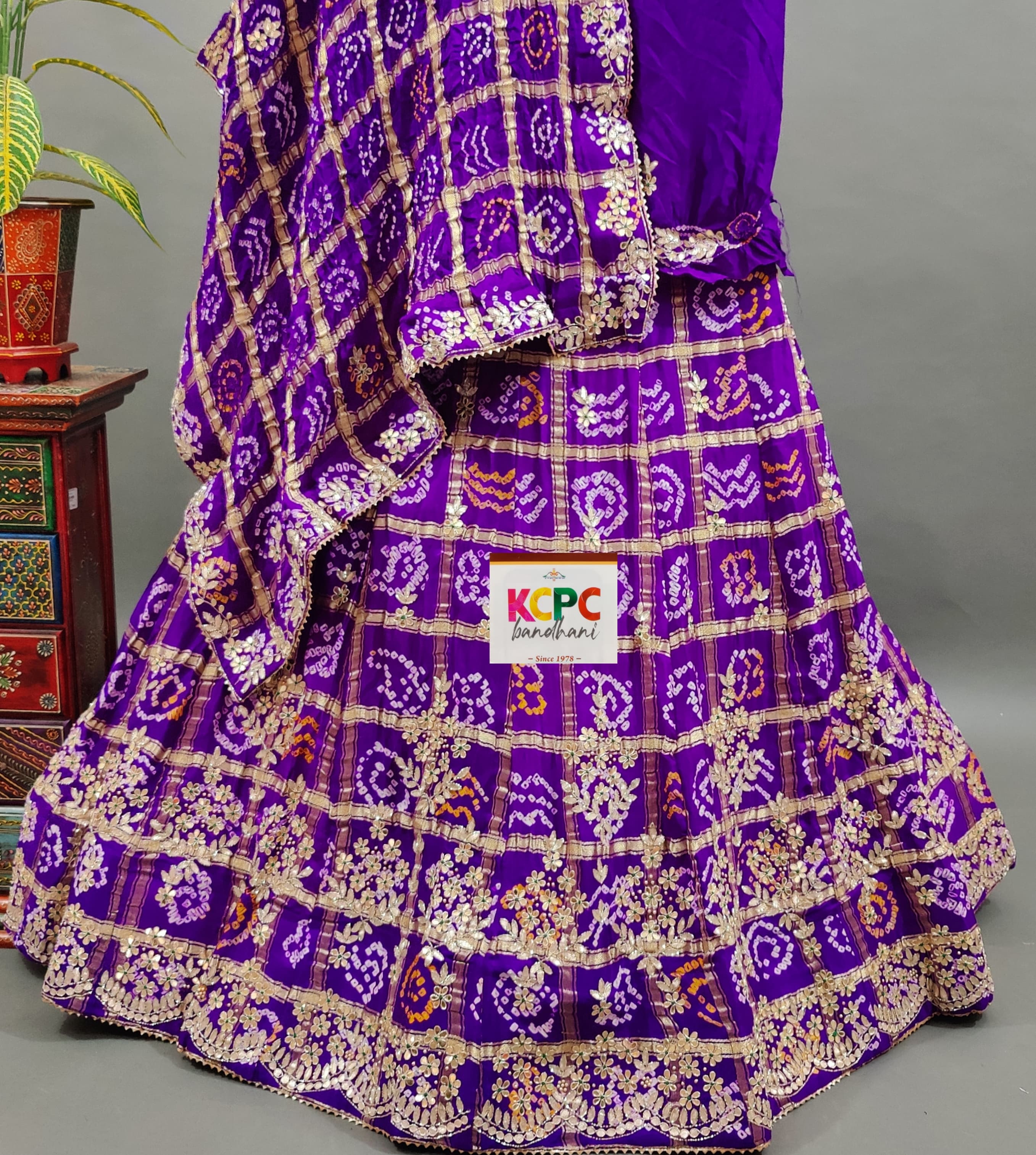  Gaji silk Gotapatti Handwork Designer Lehenga in purple colour