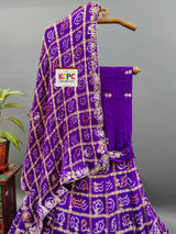  Gaji silk Gotapatti Handwork Designer Lehenga in purple colour
