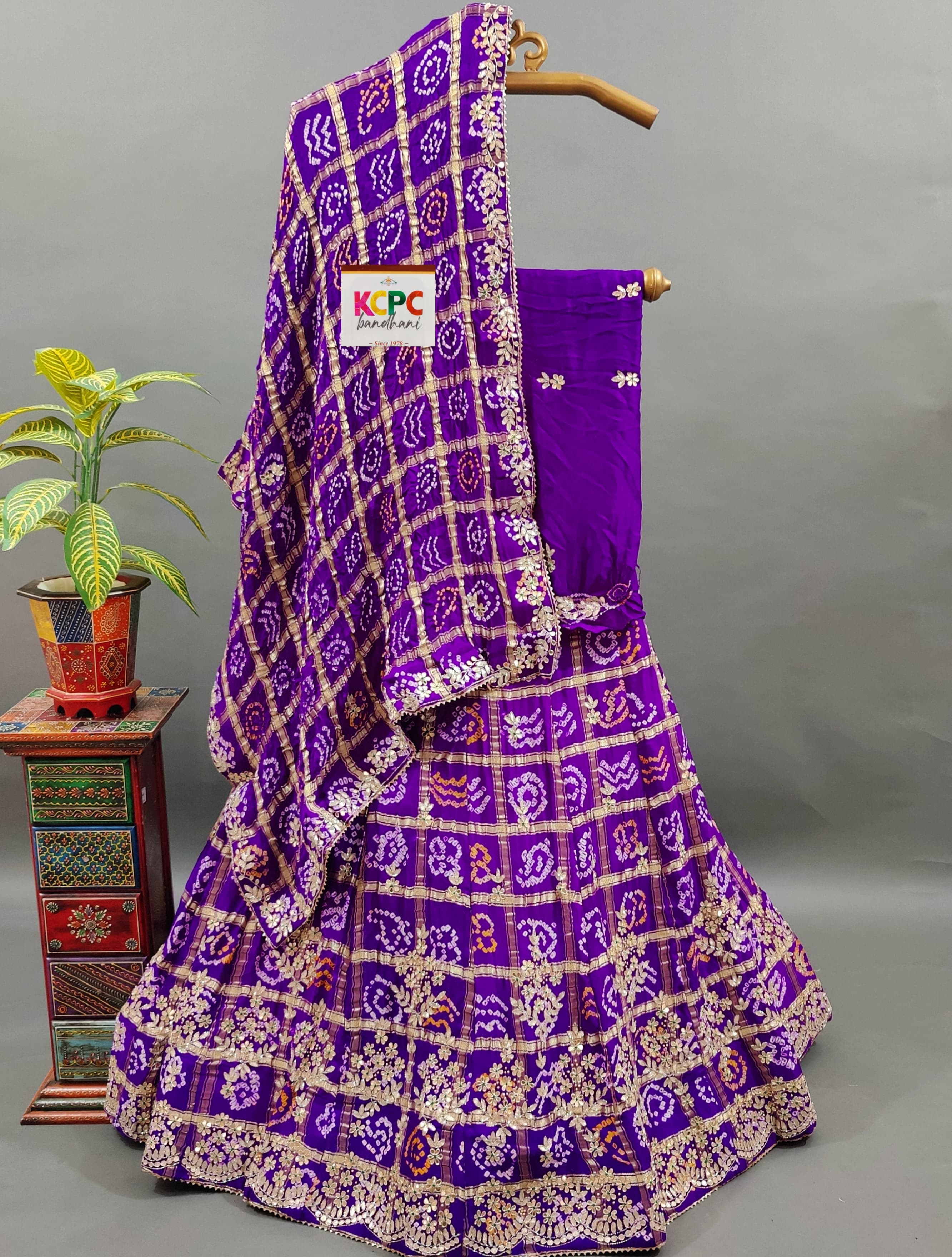  Gaji silk Gotapatti Handwork Designer Lehenga in purple colour