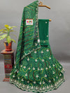 A green georgette lehenga with gotapati work