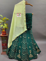  Dola silk Gotapatti katdana Handwork Lehanga in green colour