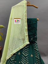  Dola silk Gotapatti katdana Handwork Lehanga in green colour