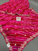Leheriya Style saree in Tussar silk febric 