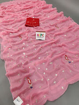 KcPc Pure Diamond Chiffon Mukes Work Rajputi Traditional Saree VND Pink