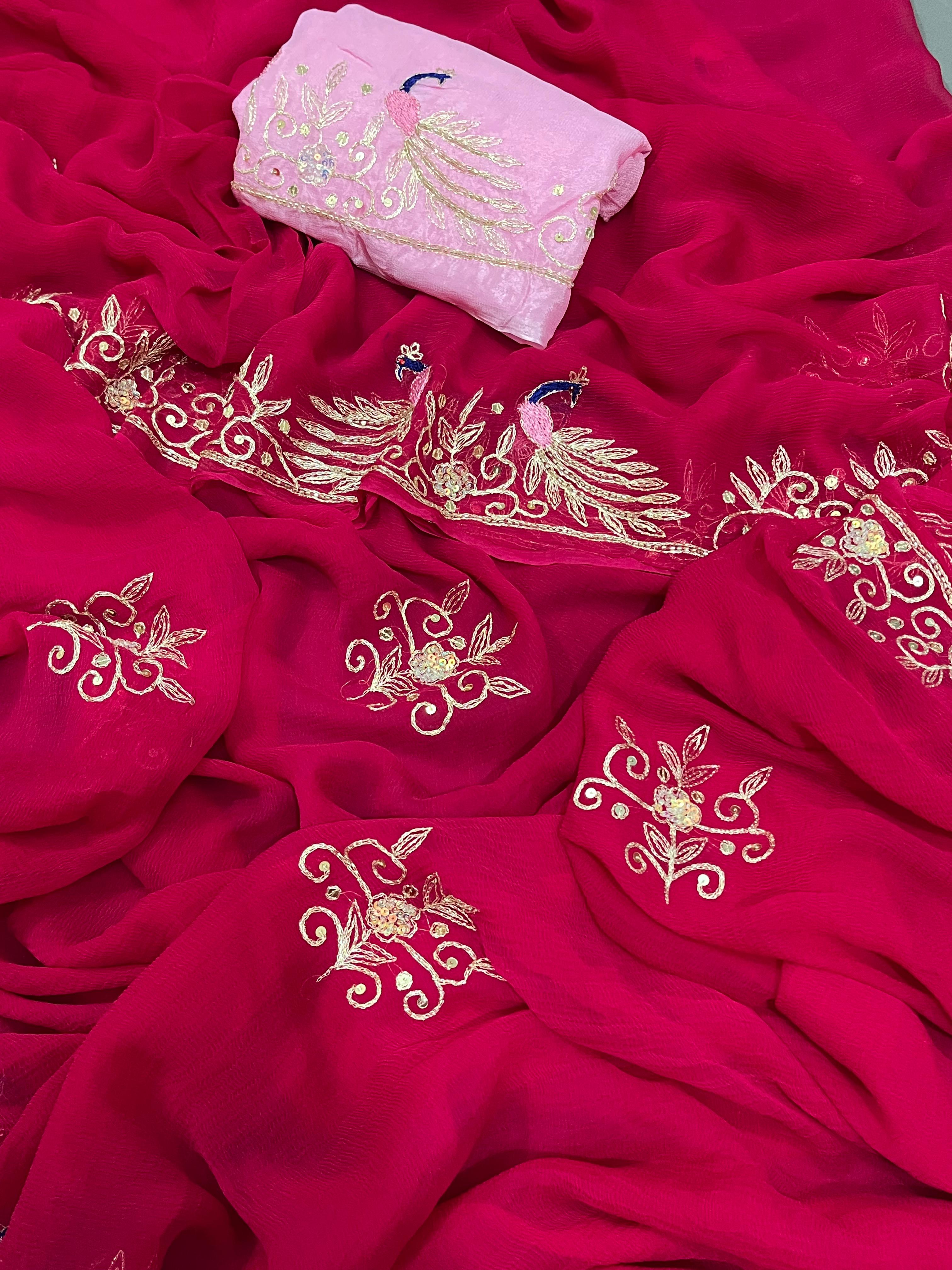  Diamond Chiffon saree is perfect for party wear