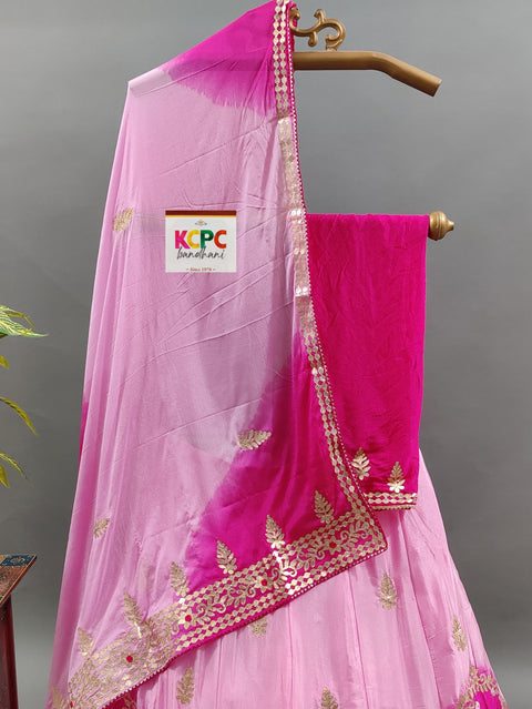 KcPc Latest Pure Chinon Beautiful Jaipuri Bandhej Gotapatti work Lehenga RAJ