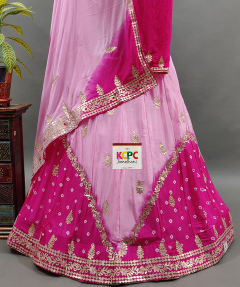 KcPc Latest Pure Chinon Beautiful Jaipuri Bandhej Gotapatti work Lehenga RAJ