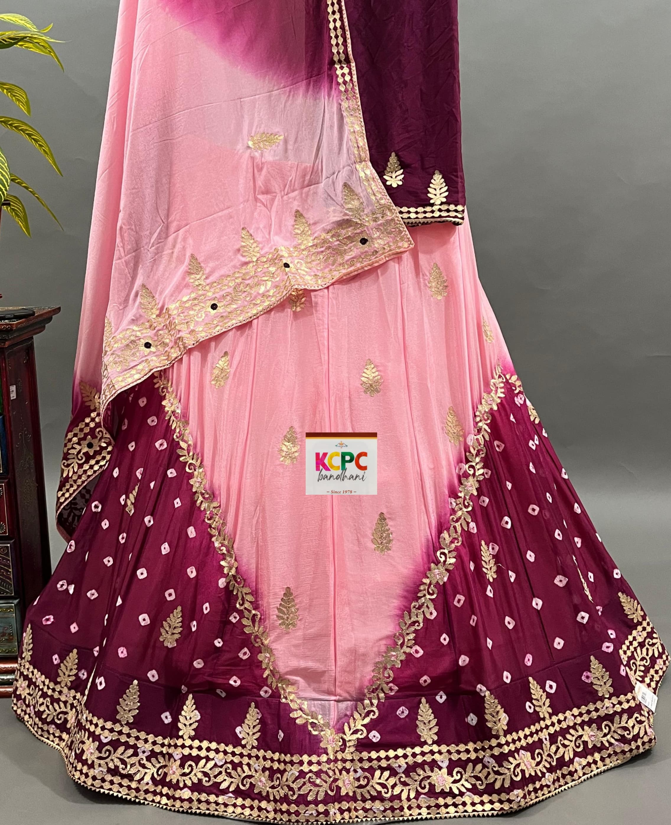 By Jaipuri Bandhani Lehenga With 	Traditional wear