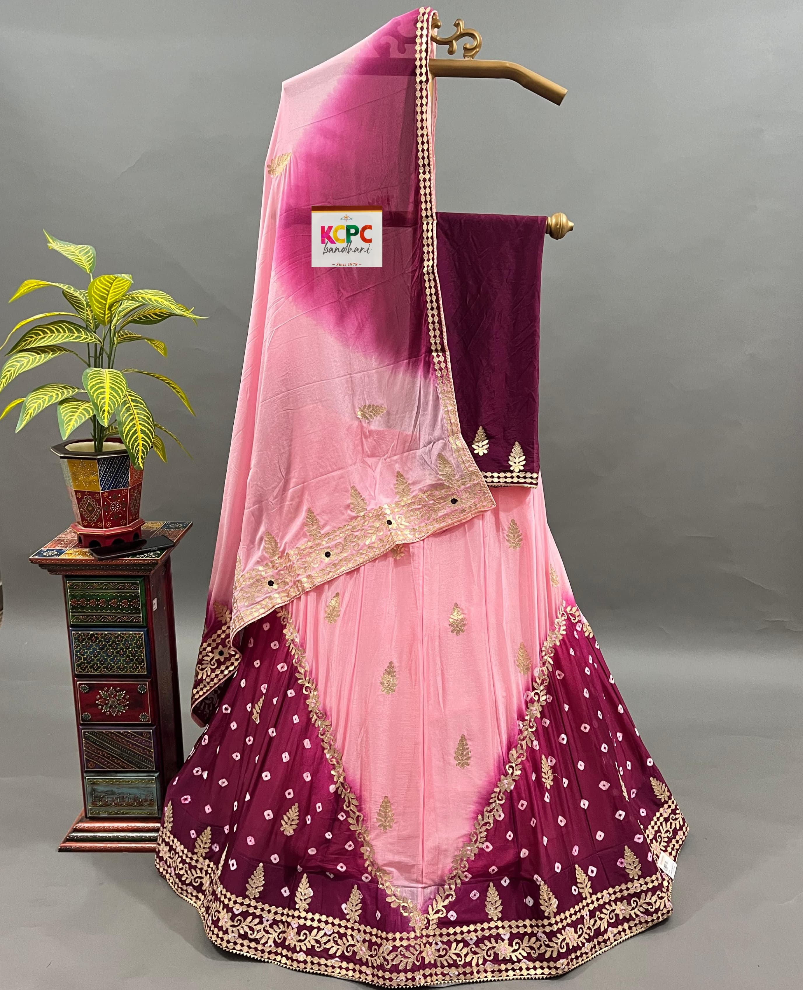 By Jaipuri Bandhani Lehenga With 	Traditional wear