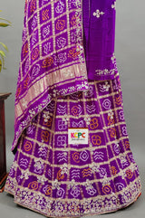 KcPc Pure Gaji Silk Bandhani Ghatchola Handwork Lehenga BTU