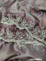 Silk Designer kashida Work Printed Sareein purple colour