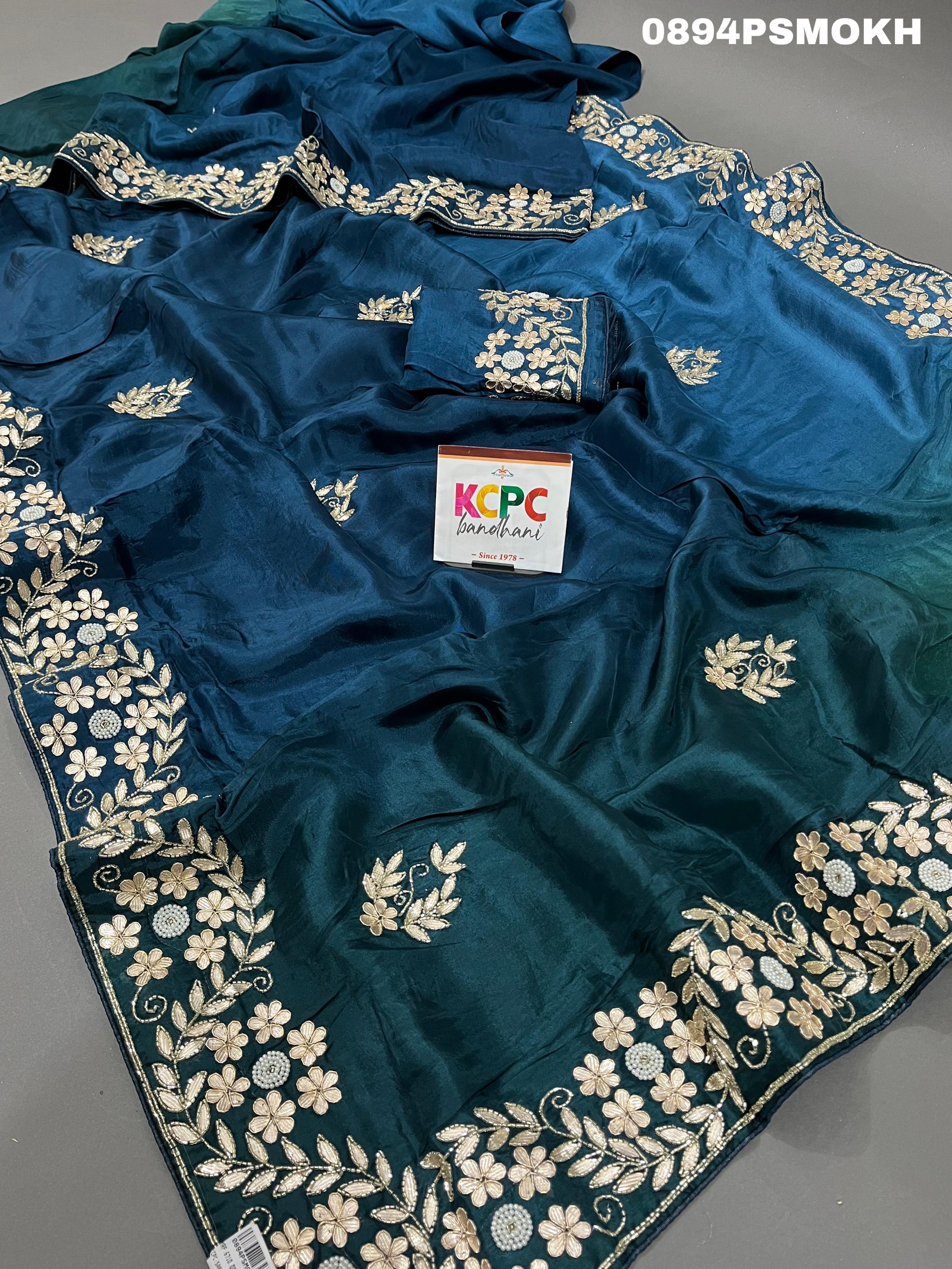 KcPc Designer Lalita Upada Tye Dye Handwork Gotapatti Saree AMT Morkanti