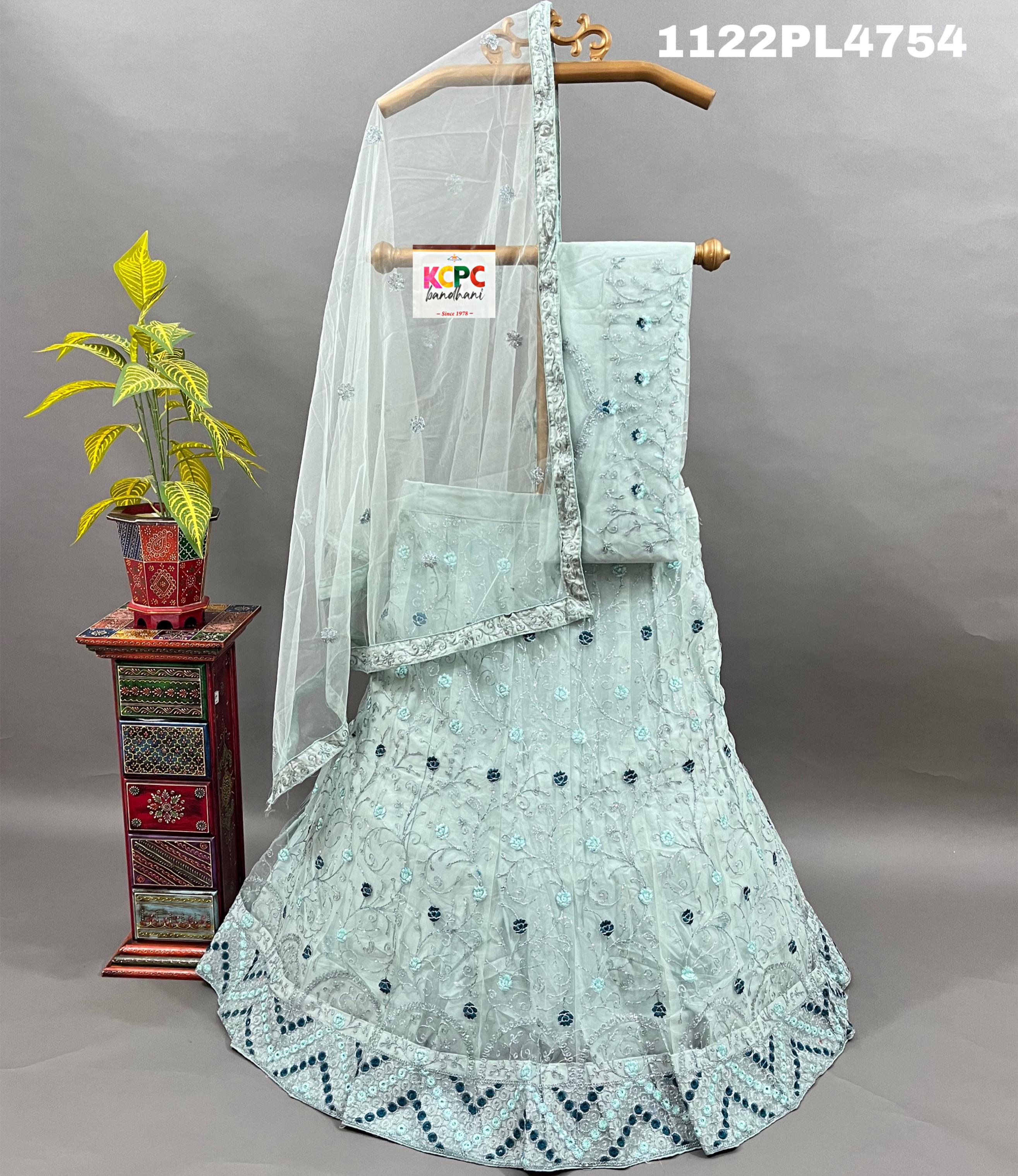 A Lehenga set net fabric with sequins and embroidery work