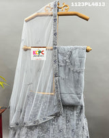 A Lehenga set with embroidery and sequins work