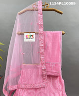 A pink lehenga set with embroidery and sequins work