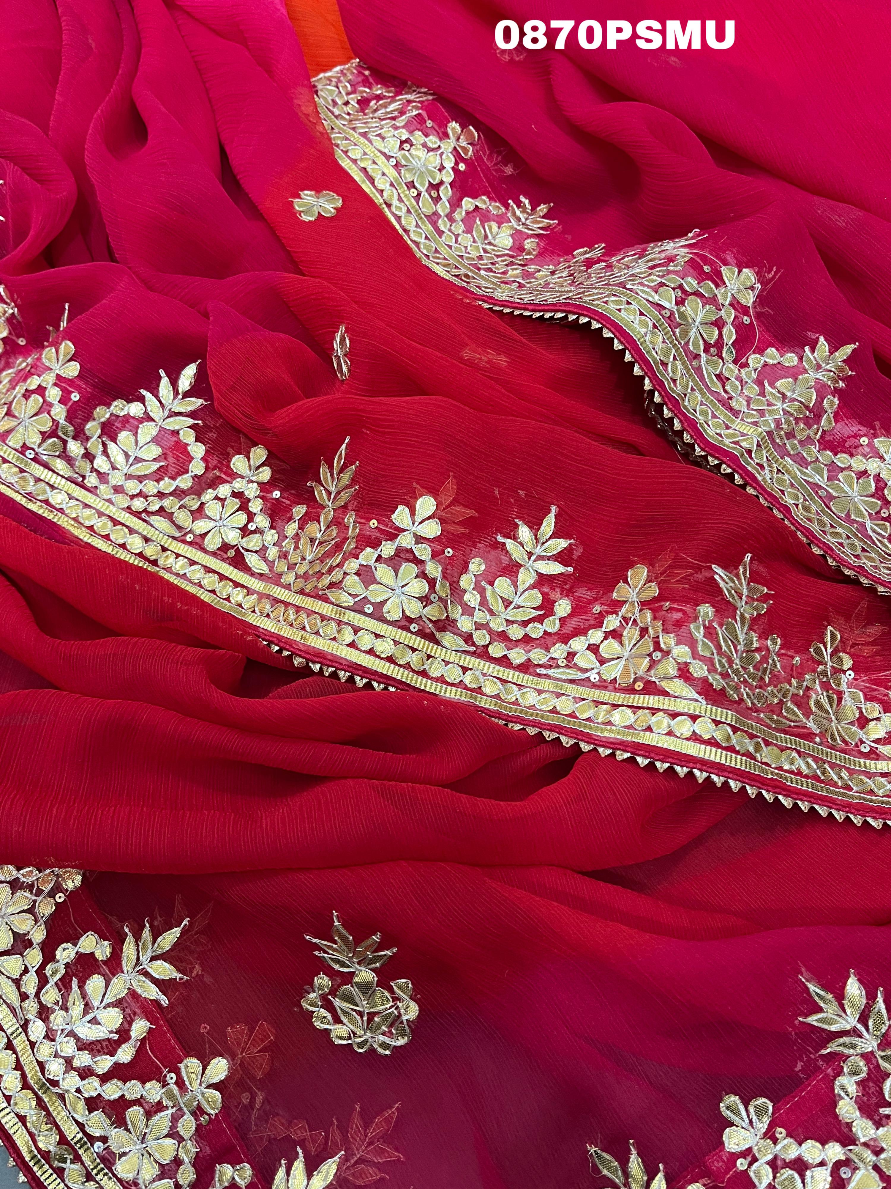 KCPC New Pure chiffon Gotapatti Havey WorkSaree AMT
