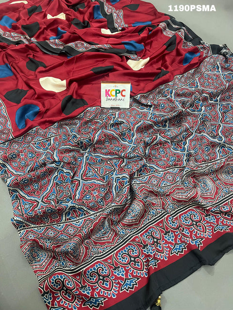 KCPC Launching New Modal Silk Ajrakh Print Saree With Blouse,APL