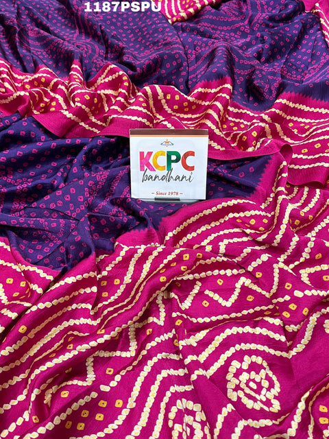 KcPc Launching New Chinon Silk Bandhani Saree APL Purple