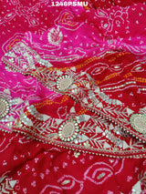 Cutdana Mirror Handwork saree in pure ojaria fabric 