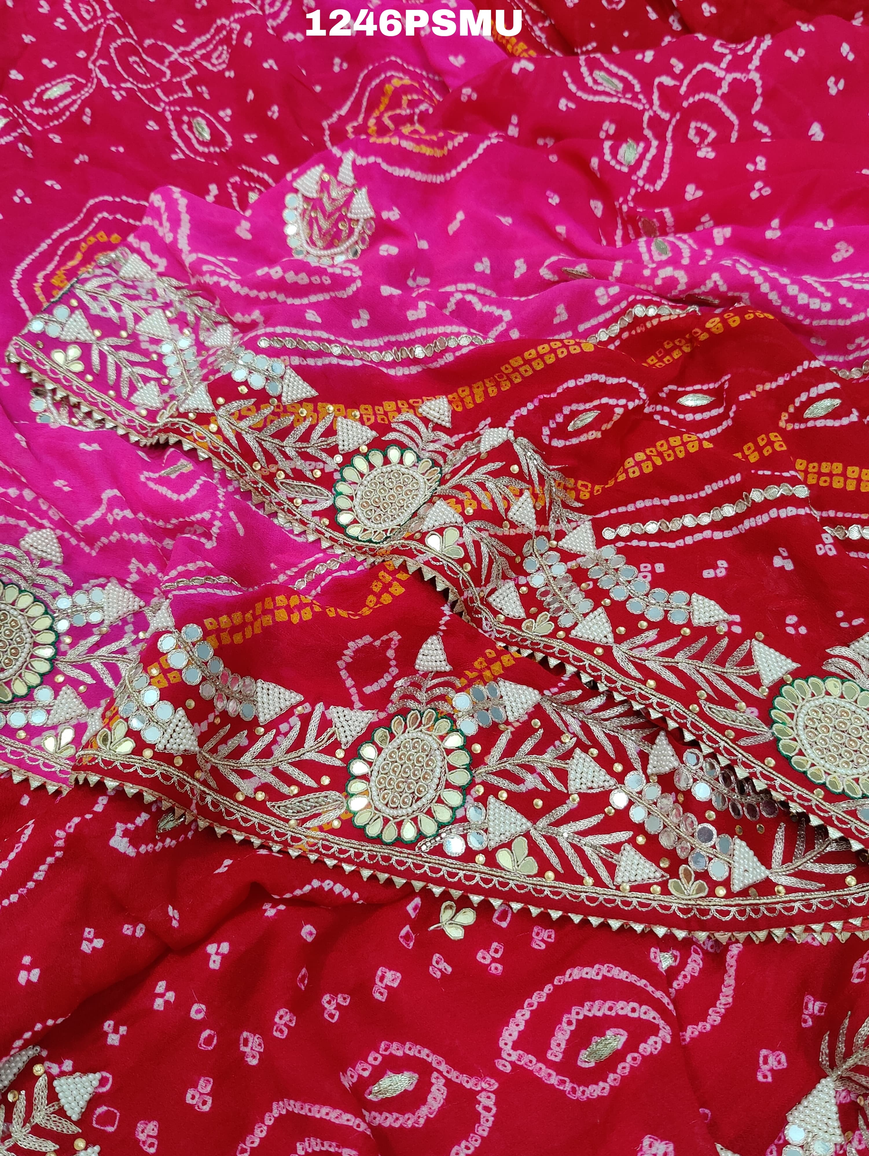 Cutdana Mirror Handwork saree in pure ojaria fabric 