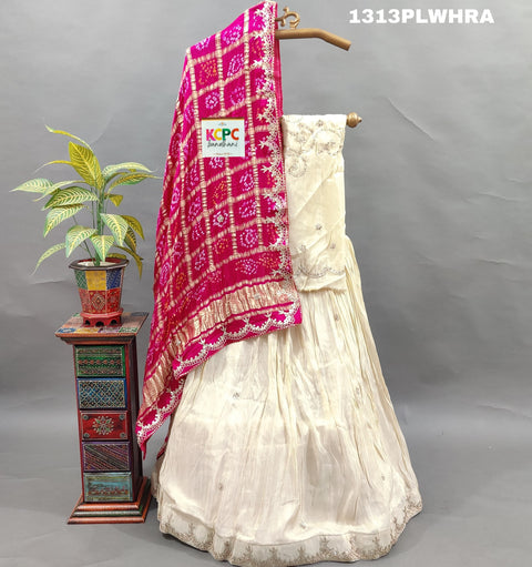 KcPc New Pure Tussar Tissue Gotapatti Lehenga With Bandhani Gotapatti Work Dupatta SATIS