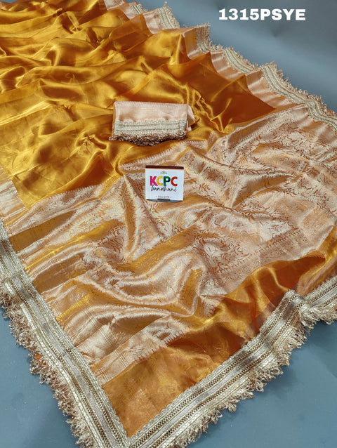 KcPc Pure Banarasi Handloom Heeramandi Look Katan Silk Tissue Fabric Saree  INA