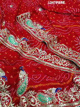  Ojariya Heavy Gota patti Handwork Bandhani Saree 