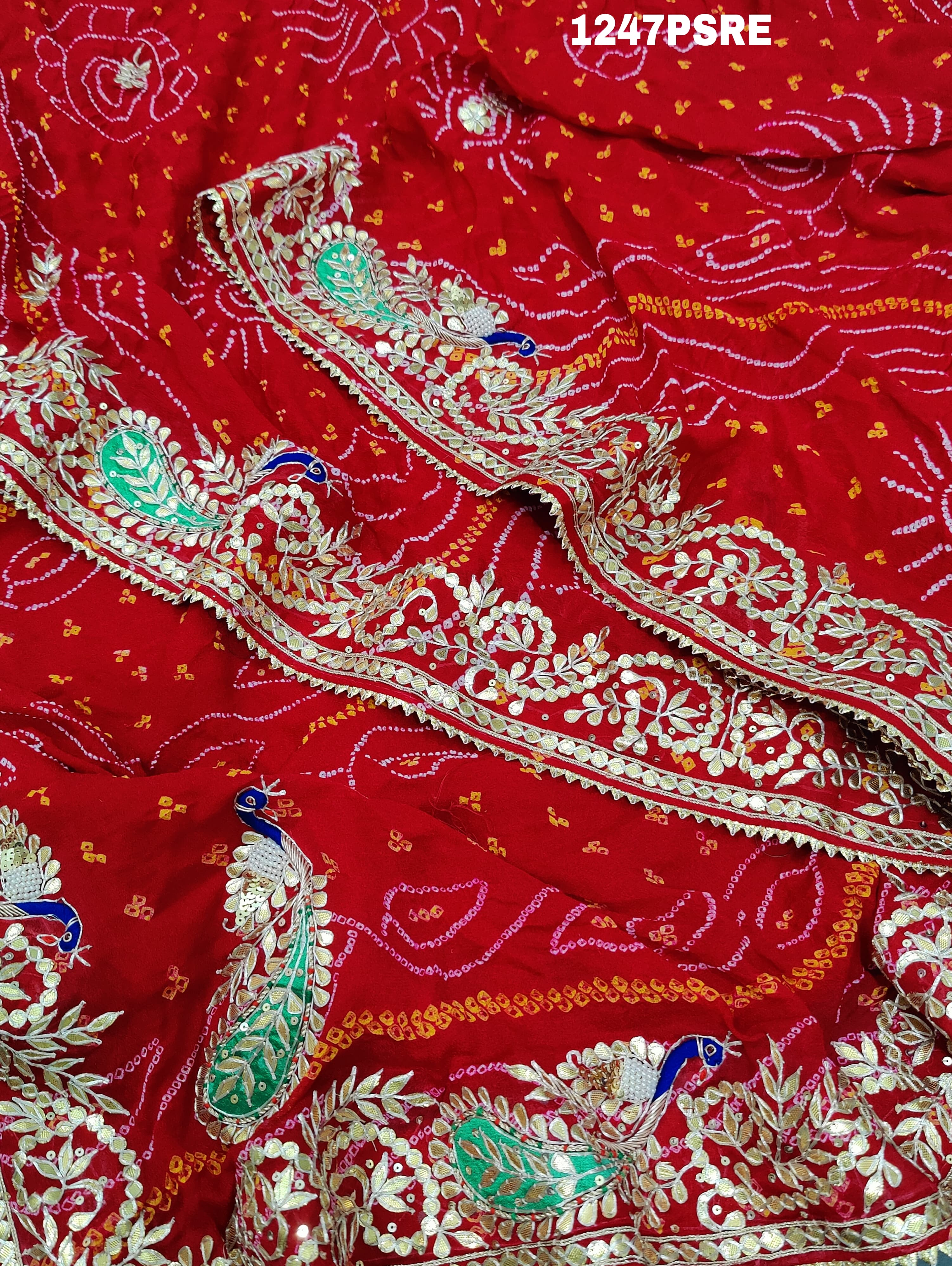  Ojariya Heavy Gota patti Handwork Bandhani Saree 