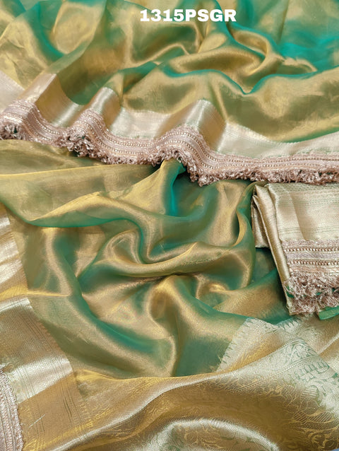KcPc Pure Banarasi Handloom Heeramandi Look Katan Silk Tissue Fabric Saree INA