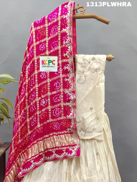 KcPc New Pure Tussar Tissue Gotapatti Lehenga With Bandhani Gotapatti Work Dupatta SATIS