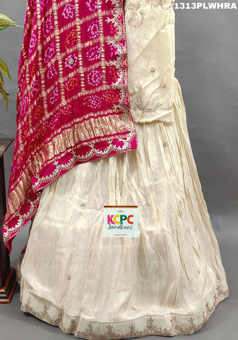 KcPc New Pure Tussar Tissue Gotapatti Lehenga With Bandhani Gotapatti Work Dupatta SATIS