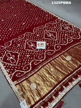  Modal silk Ekbund Bandhej Gotapatti Work Saree