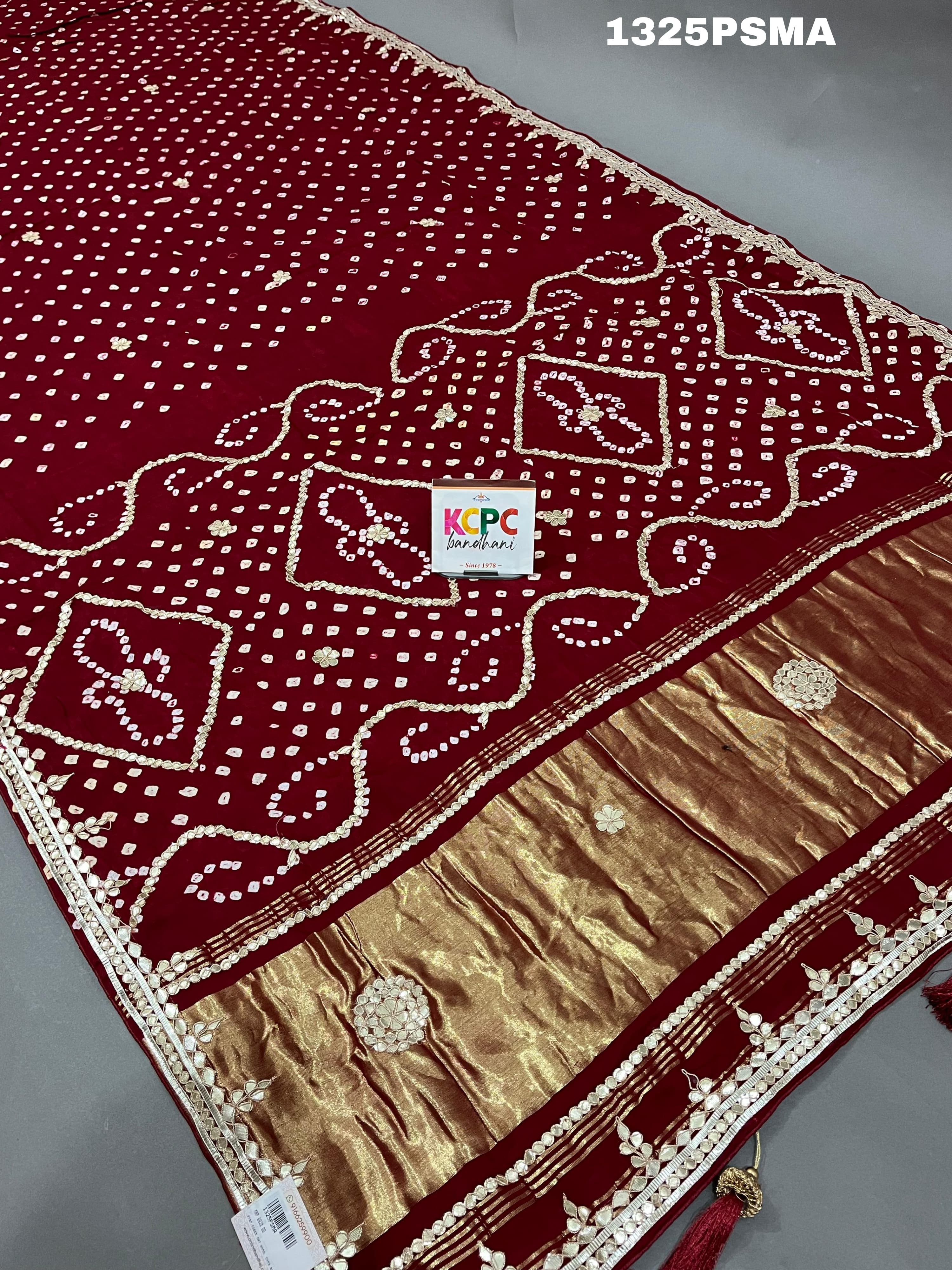  Modal silk Ekbund Bandhej Gotapatti Work Saree