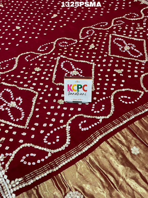 KcPc New Modal silk Ekbund Bandhej Gotapatti Work Saree  AMT