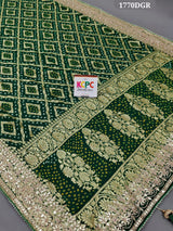 KcPc Pure Khaddi GeorgetteGotapatti Heavy Work Border Dupatta AMT