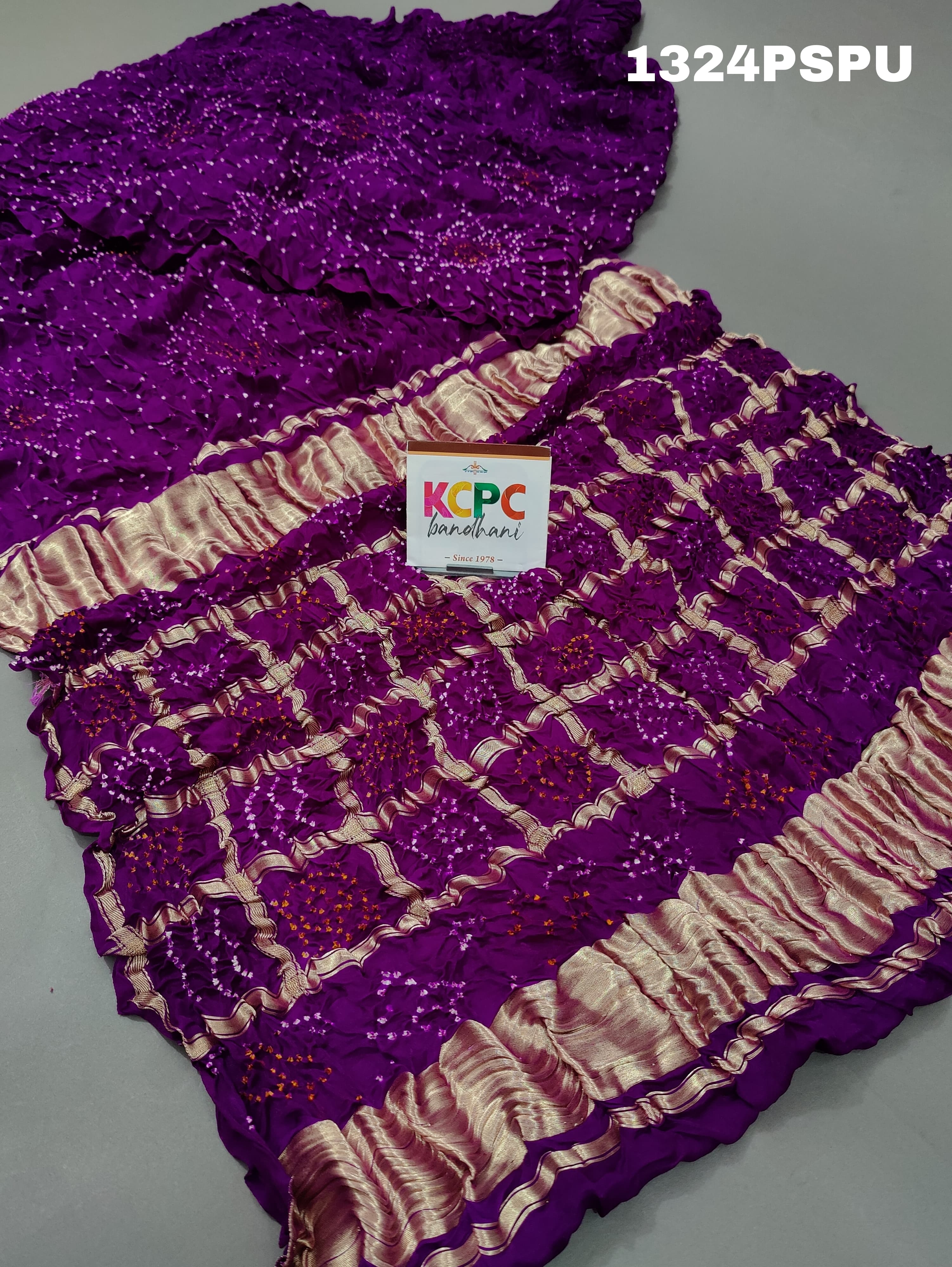  Gaji silk Bandhani Gharchola Pallu Saree in purple colour 