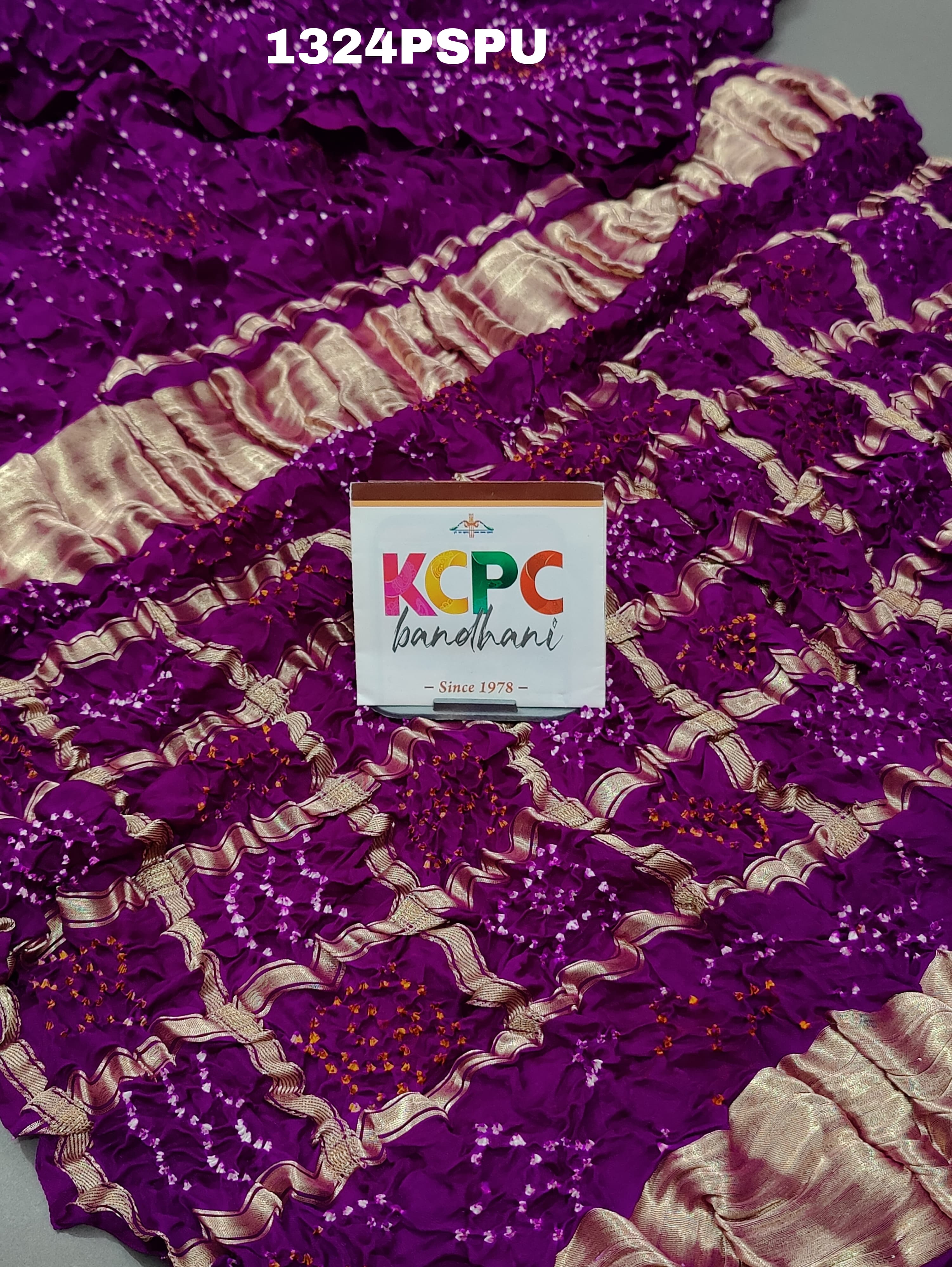  Gaji silk Bandhani Gharchola Pallu Saree in purple colour 