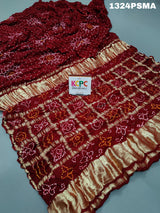 Gaji silk Bandhani Gharchola in maroon colour