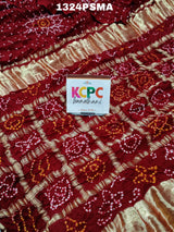 Gaji silk Bandhani Gharchola in maroon colour